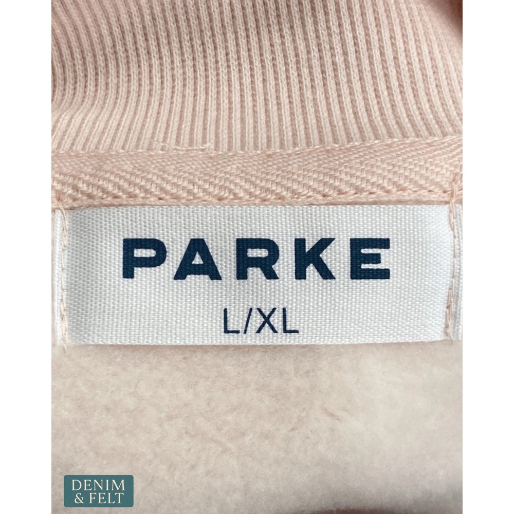 NEW Parke Varsity Mockneck Rose White Fleece Sweatshirt L/XL Oversized Pullover - Picture 11 of 15